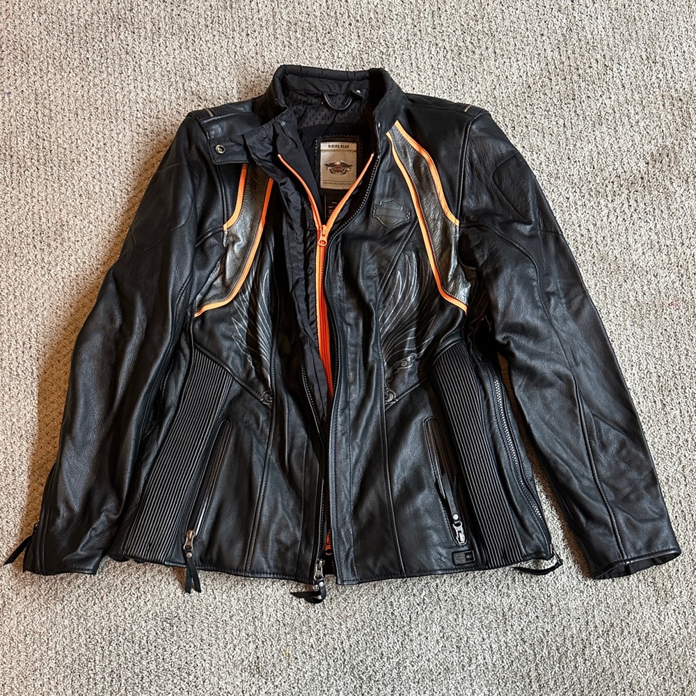 Harley-Davidson Women's Black and Orange Jacket